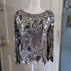 Vintage ♡ 1982 Silk Sequin Blouse by GUNIT